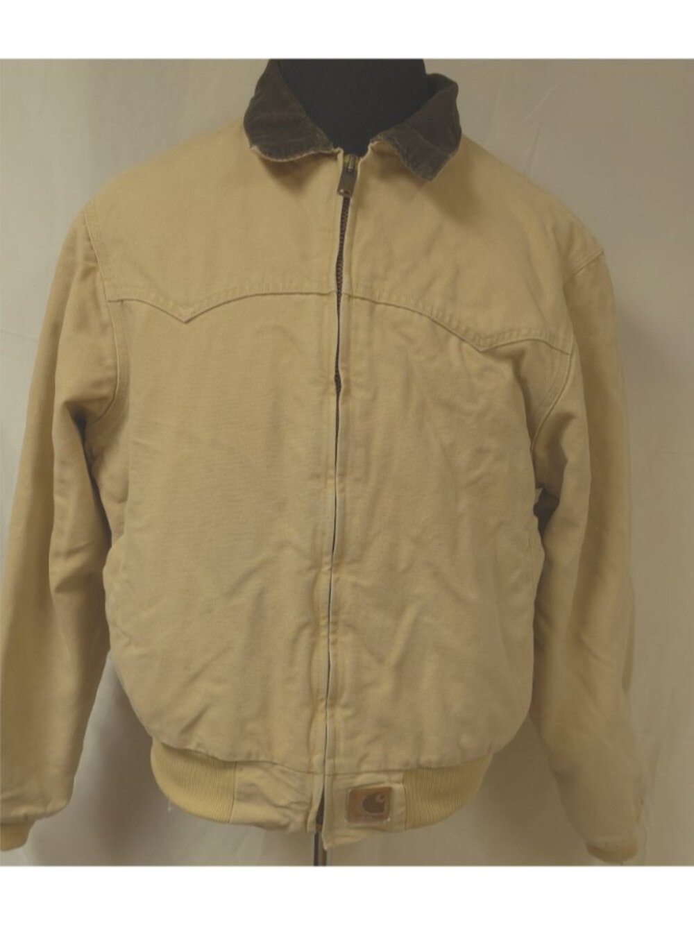 Vtg Carhartt Mens Large J14 Santa Fe Quilt Lined Insulated Cord Collar Jacket
